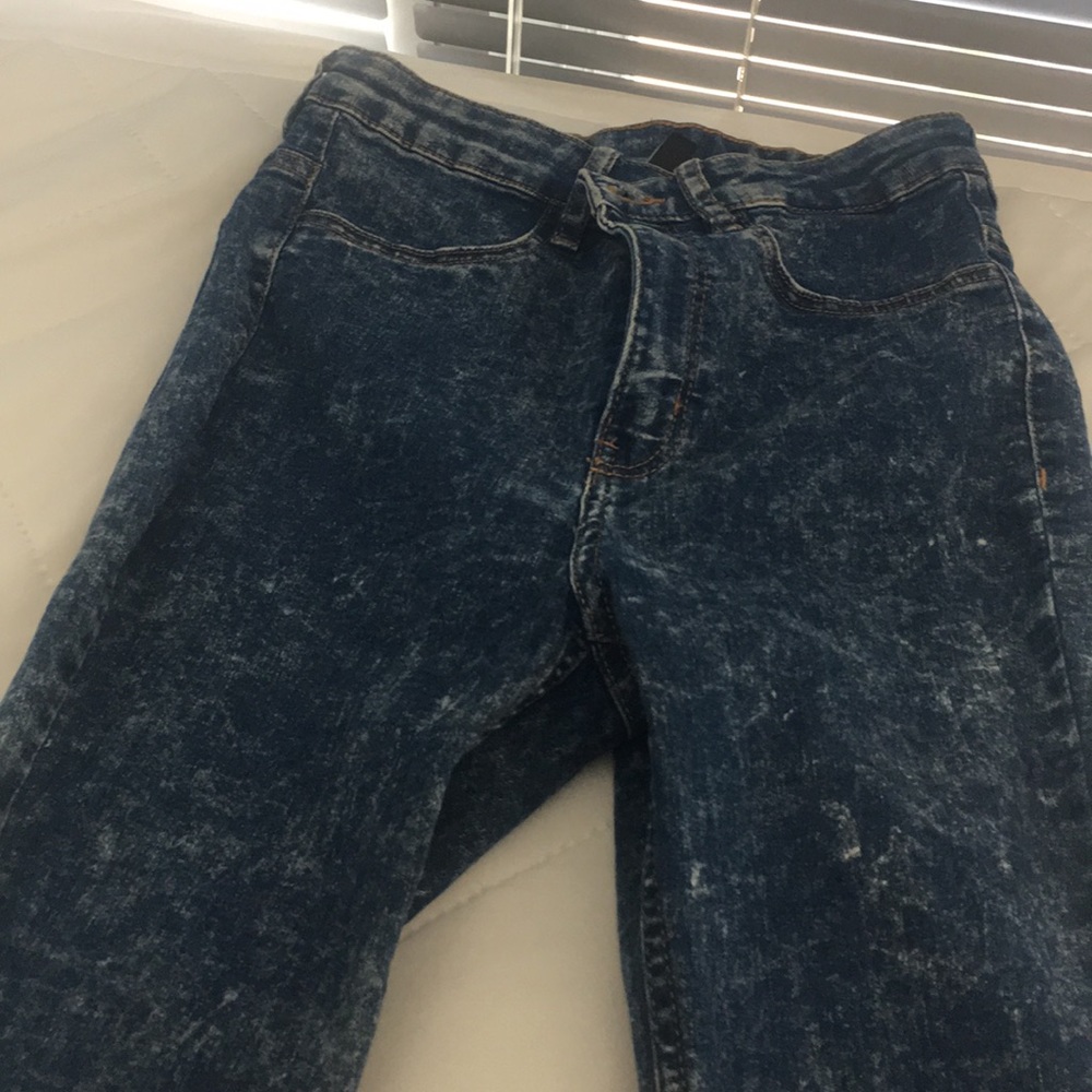 High waisted acid wash skinny jeans